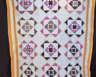1860s PIECED QUILT EIGHT POINT TWINKLING STAR