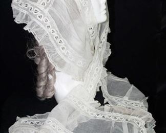 LACE SHAWL FICHU, 1830s, AYRSHIRE WHITEWORK EMBROIDERY