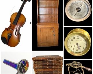 Jet Woodworking Bandsaw, Grizzly 15In Planer,  Awesome Shop Table, LG Electric Washer & Dryer, Antique Jacquard Coverlet 1839, Antique Sir Walter Scott Books, Railroad Lantern, Wood River Wood Turning Tools, Vintage Needlepoint Chairs, Vintage Quilts, Wedgwood Jasperware, Etc.
