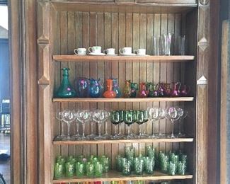 Crackle glass, coffee mugs, dinnerware sets, Pilsner glasses, martini glasses and linens. 