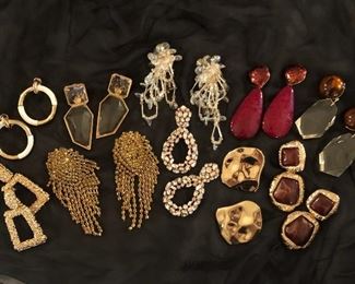 Costume jewelry, vintage couture designer, beaded gem stone bracelets, Zara, Marc Jacobs, clip on earrings 