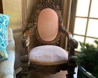 Heavily carved English style chair 