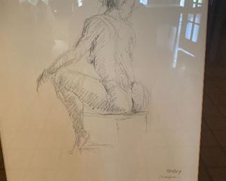 Nude sketches framed 