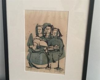 Contempory Wood Cut signed Gail Leff   $150 