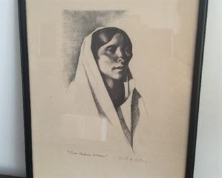 Kenneth M Adams "Taos Indian Woman" Lithograph  $200