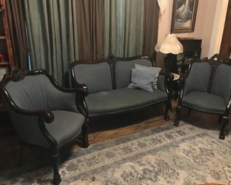 Victorian era settee and two chairs