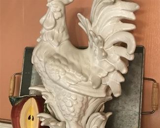 Large white ceramic rooster 