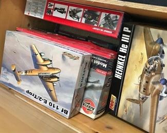 Multiple vintage model airplanes 