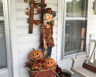 Fall decor including leather barn boots