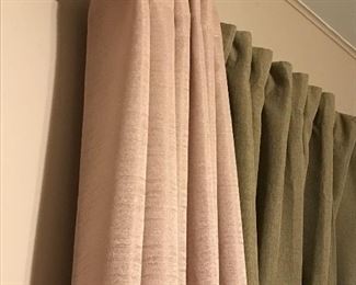 Beige and green curtain panels