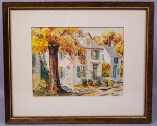 Henry M Gasser Signed Painting House in Autumn