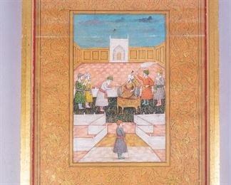 Antique Mughal Style c1900 Painting Royal Offering