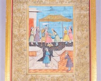 Antique Mughal Style c1900 Painting Royal Lady