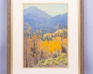 E H Haynes Pastel Painting Mountain Scene