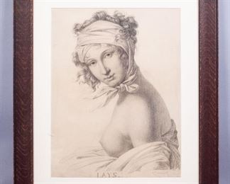 Old Master Graphite Drawing of Woman Signed