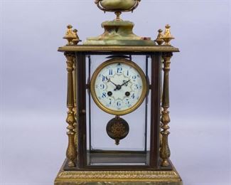 Antique Japy Freres Bronze Dore Onyx French Clock