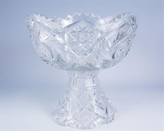 Antique ABP Cut Glass Punch Bowl w Stand