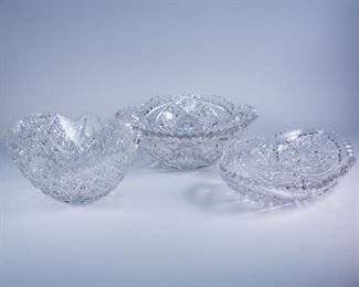 3 Assorted Antique ABP Cut Glass Serving Bowls