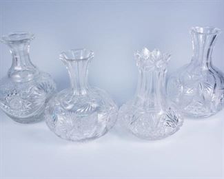 4 Assorted Antique ABP Cut Glass Water Carafes & Vase