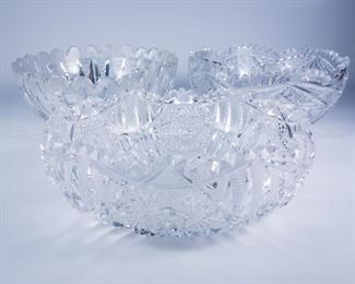 3 Antique ABP Cut Glass Bowls Varied Design
