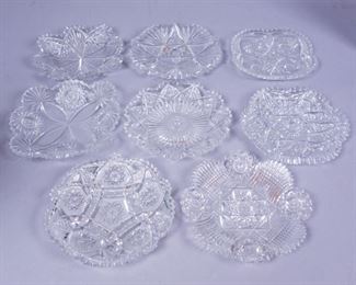 8 Assorted Antique ABP Cut Glass Plates