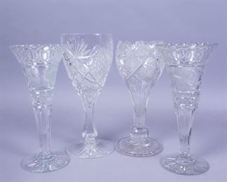 4 Assorted Antique ABP Cut Glass Vases