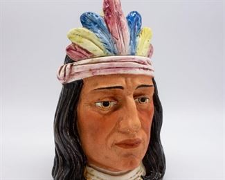 c1900 Native American German Majolica Pottery Humidor