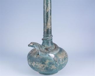Antique 19c Signed Figural Lizard Pottery Vase