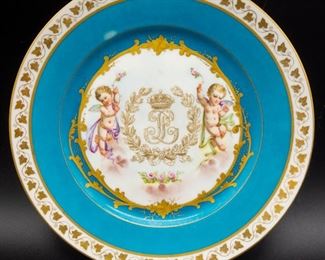 Porcelain Plate w Cherubs Marked for Sevres