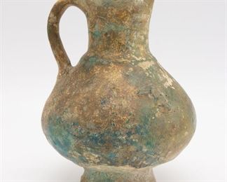 Antique Roman Glazed Pottery Ewer w Museum Tag