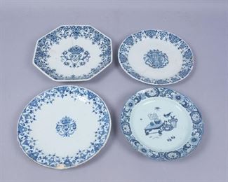 Antique Faience Plates Blue and White Decorated