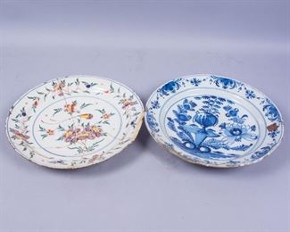 Antique Faience Chargers in Floral and Leaf Motifs