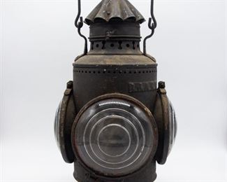 Antique Large 3 Lens B&A RR Railroad Kerosene Lantern