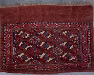 Antique Turkmen Yomut Gul Bagface Rug c1900