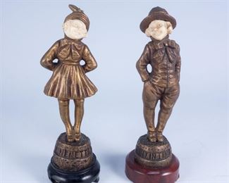 WWI French Charms Rintintin et Nenette Bronze Figurines