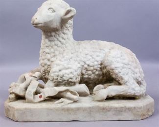Victorian Figural Marble Sculpture of Lamb