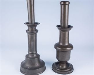 Antique Two French Passelli Dijon Pewter Candlesticks