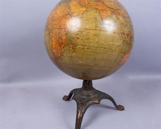 Antique Excelsior World Globe on Bronze Stand
