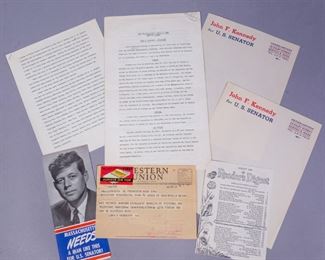 JFK Senator of Massachusetts Election Memorabilia