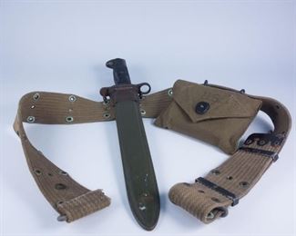 WWII 1942 M1 Garand Bayonet, First Aid Kit and Belt