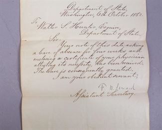 ALS Letter Frederick William Seward to William Hunter