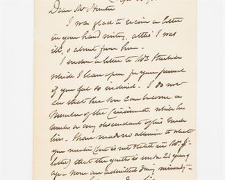 Signed Letter from Hamilton Fish to William Seward 1881