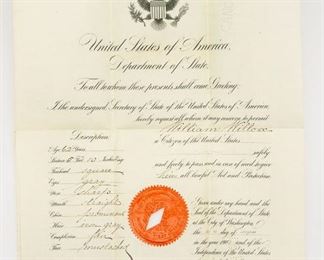 1907 Diplomatic Passport Document from William Willox