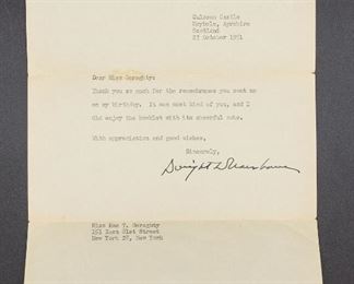 Autographed President Dwight D Eisenhower Letter TLS
