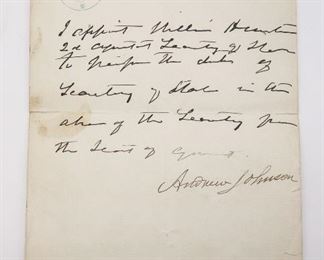 ALS Signed Letter President Andrew Johnson 1867