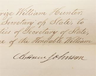 Letter from Former President Andrew Johnson 1868