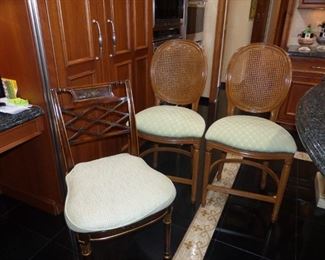 Single painted trim chair, pair of bar stools