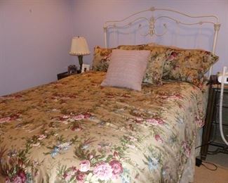 Iron bed frame and bedding (mattress "Not For Sale")