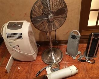 Air Conditioner, Rotating Fan and 2 Space Heaters