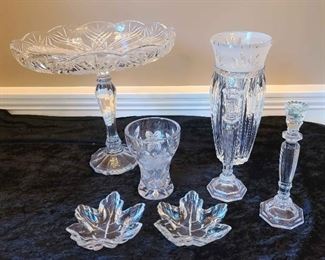 Crystal Dishes, Vase and Candlesticks